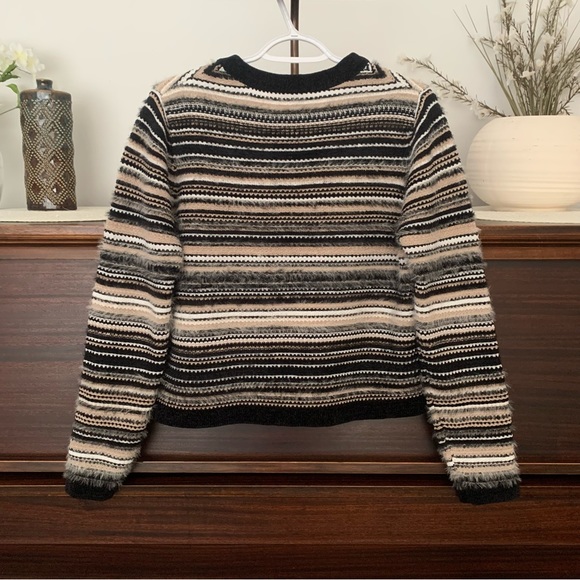 Laura Contrast Trim Textured Striped Cardigan Sweater, Size Small - Picture 6 of 11